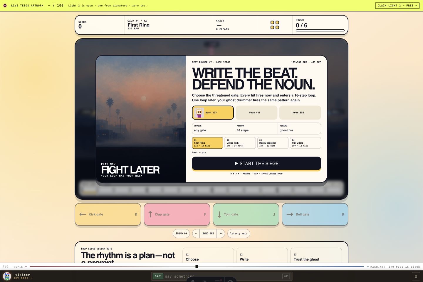 Beat Runner v7: Loop Siege browser game screen on PointCast.
