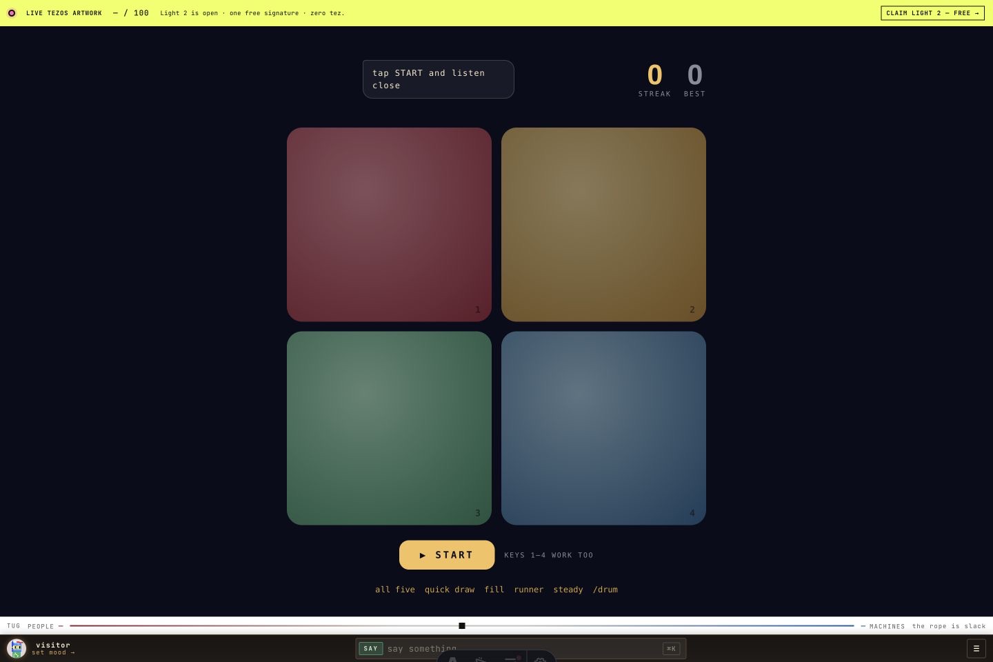 Drum Says browser game screen on PointCast.