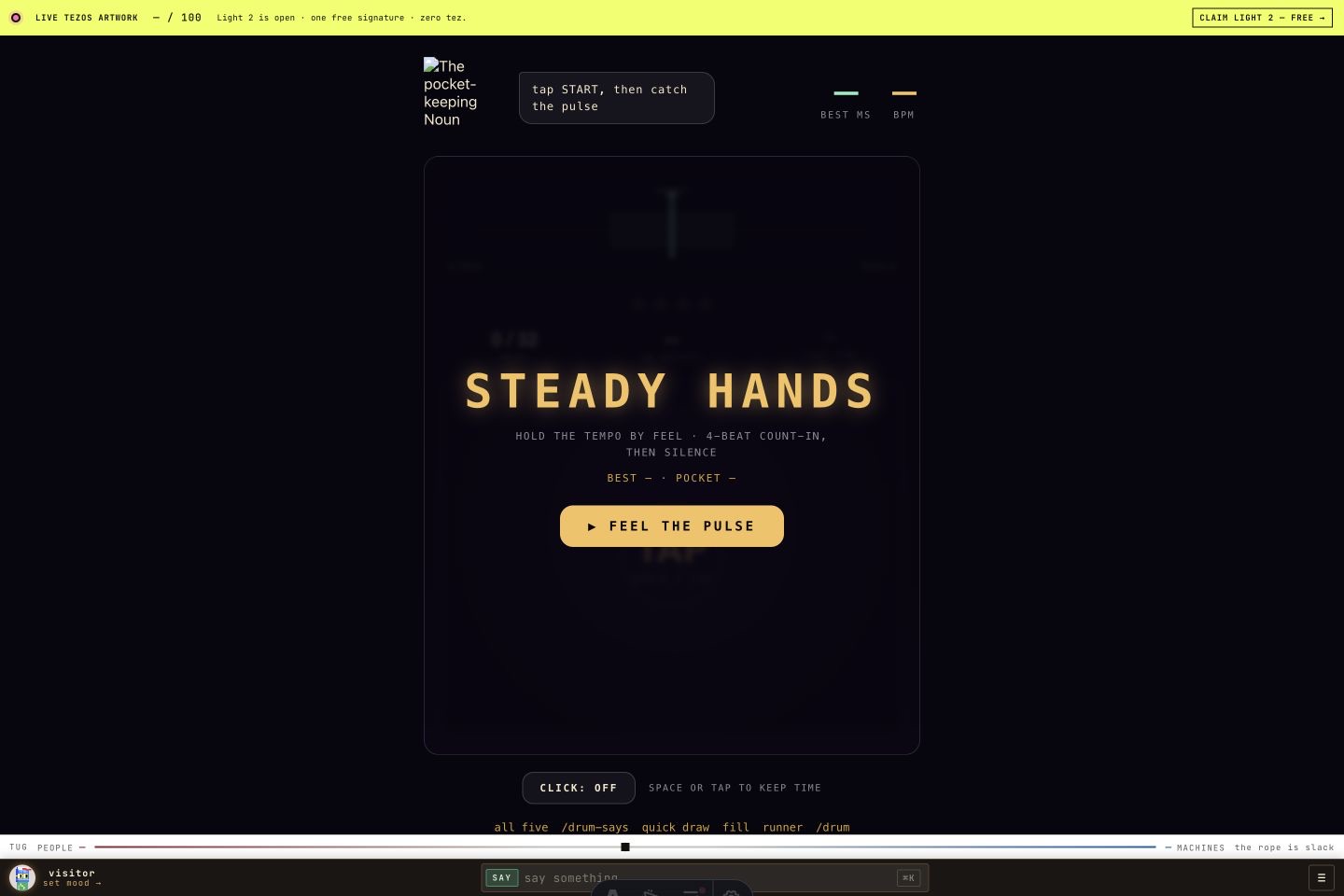 Steady Hands browser game screen on PointCast.