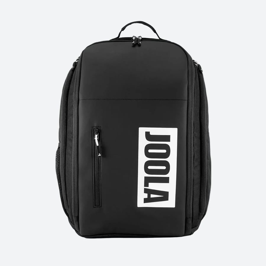Black JOOLA Vision II pickleball backpack with a white JOOLA label on the front