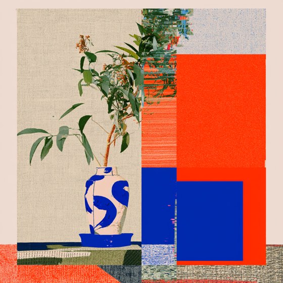 The lavender panel deepens, one orange square added below