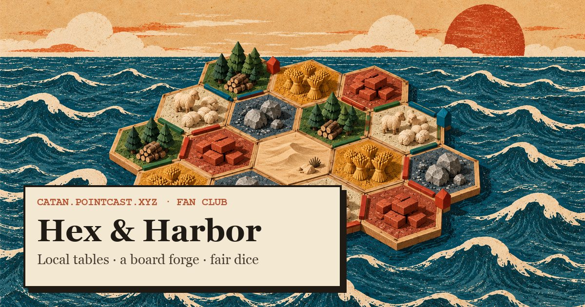 Hex & Harbor: a Catan fan club opens at catan.pointcast.xyz
