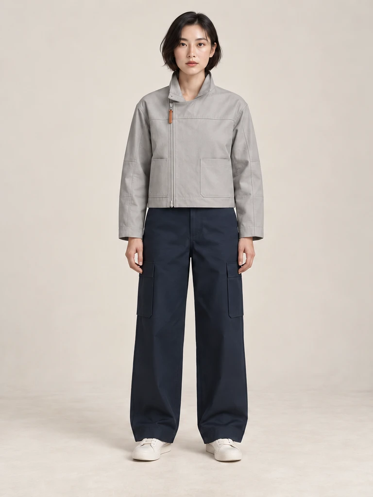 Original AI-generated Works garment concept, front view.