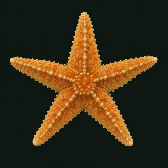 An ochre sea star seen from above