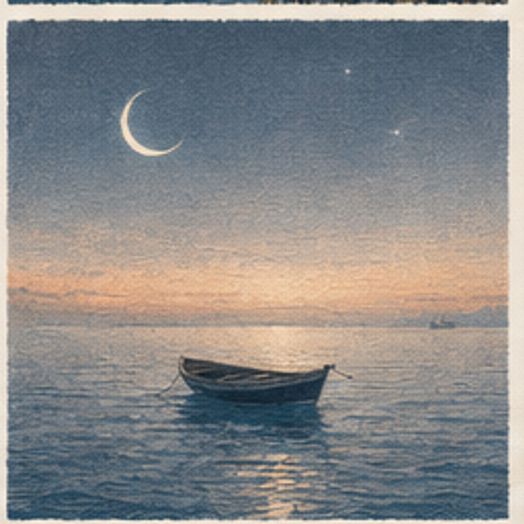 Crescent Rowboat Morning Ocean card