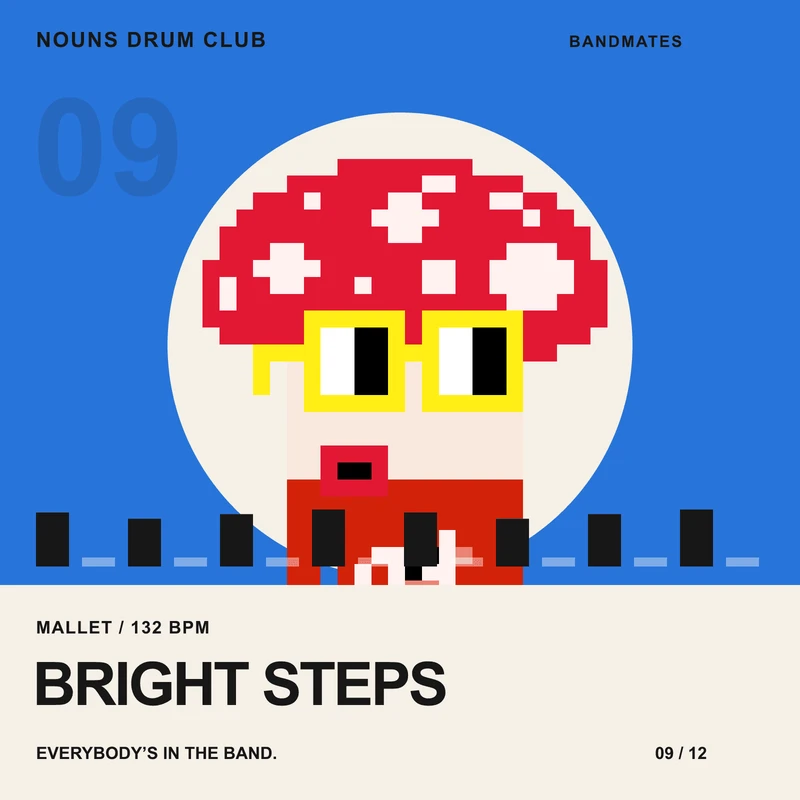 Bright Steps, a playable Nouns Drum Club mallet Bandmate
