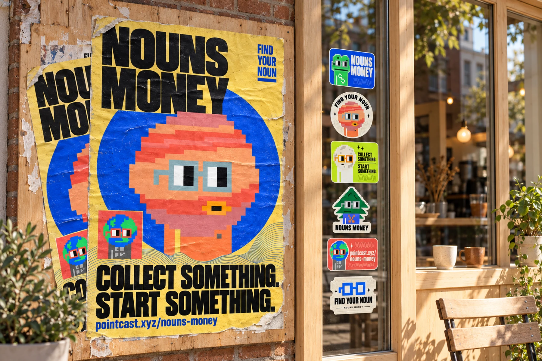 Imagine the art table nearby: generated Nouns Money campaign illustration