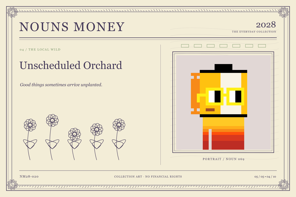Unscheduled Orchard: authentic Noun #69, digital artwork serial NM28-020