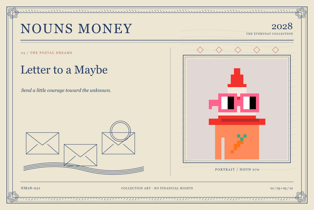 Letter to a Maybe: authentic Noun #70, digital artwork serial NM28-021