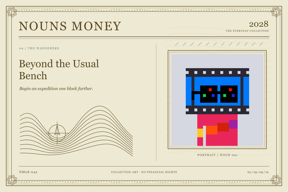 Beyond the Usual Bench: authentic Noun #91, digital artwork serial NM28-042