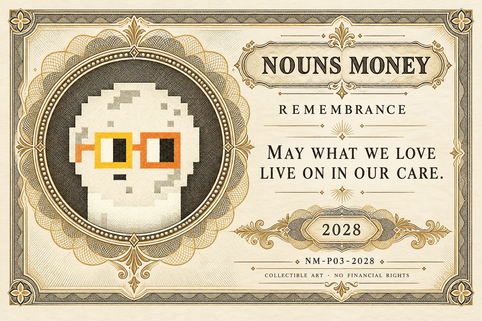 Remembrance: generated reflective Nouns Money note study