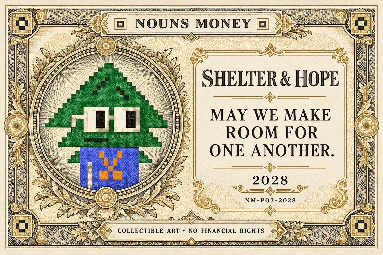 Shelter & hope: generated reflective Nouns Money note study