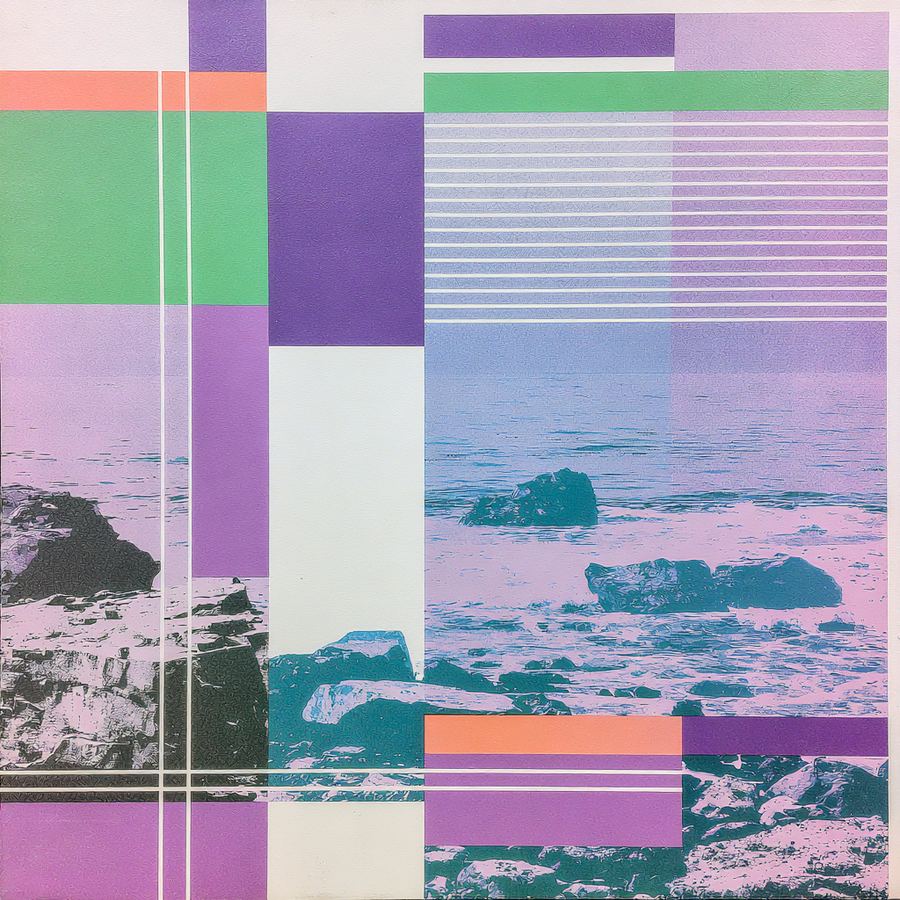 Violet panels folding over a quieting sea