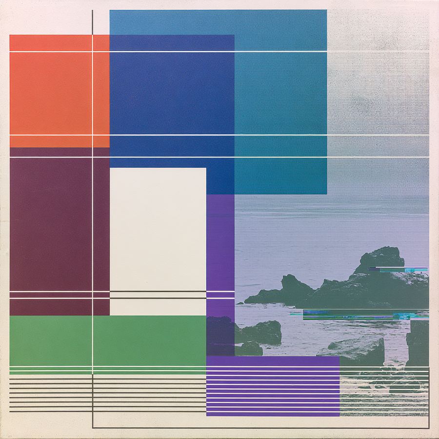 White panel grid with sea rocks set in the lattice