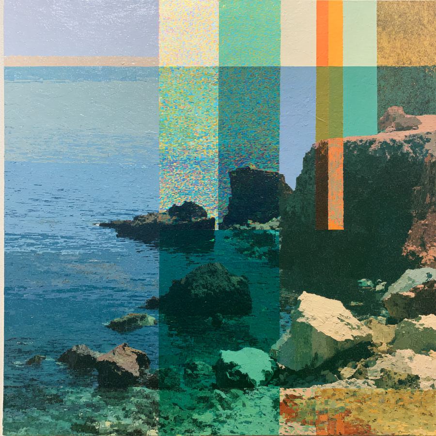 Black-green sea stacks under no moon