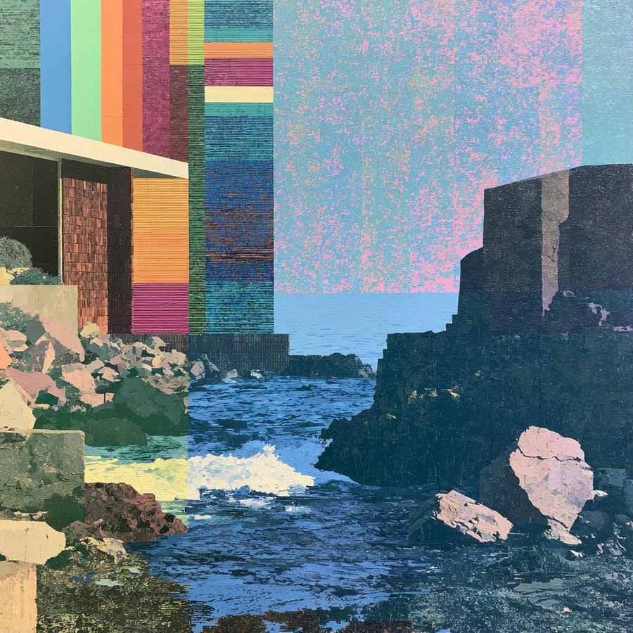 Dark channel rocks under a fading grid