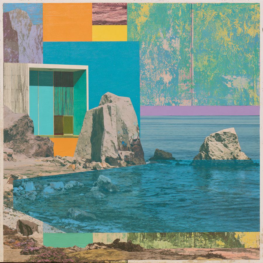 Framed cove with a glass room in the cliff