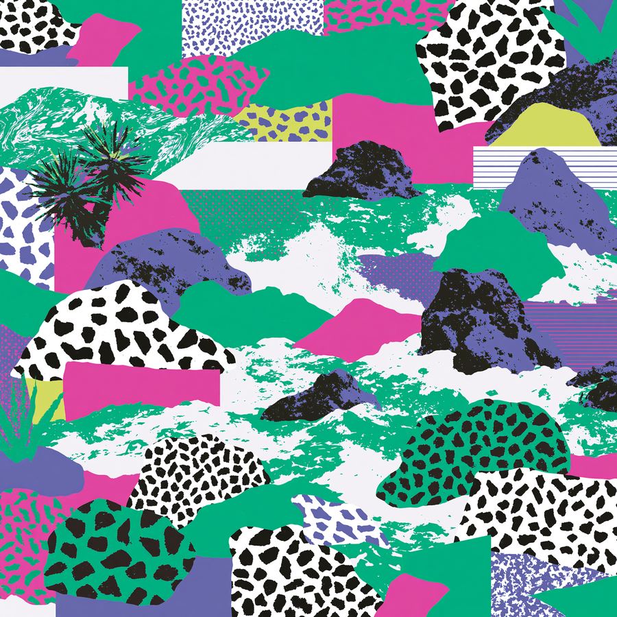 Pink and green pattern camouflage rolling like surf