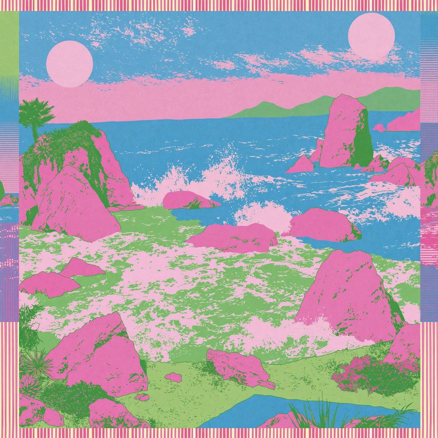 Pink cove drawn in flat candy panels