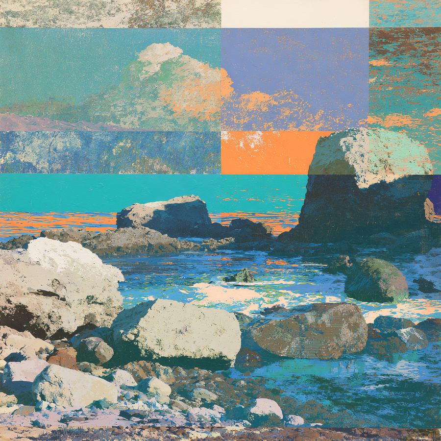 Green patch morning with rocks going gold