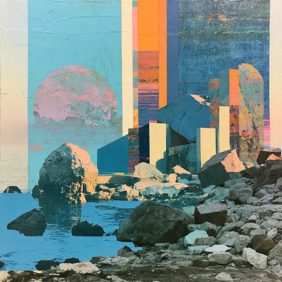 Color columns climbing the sea cliff